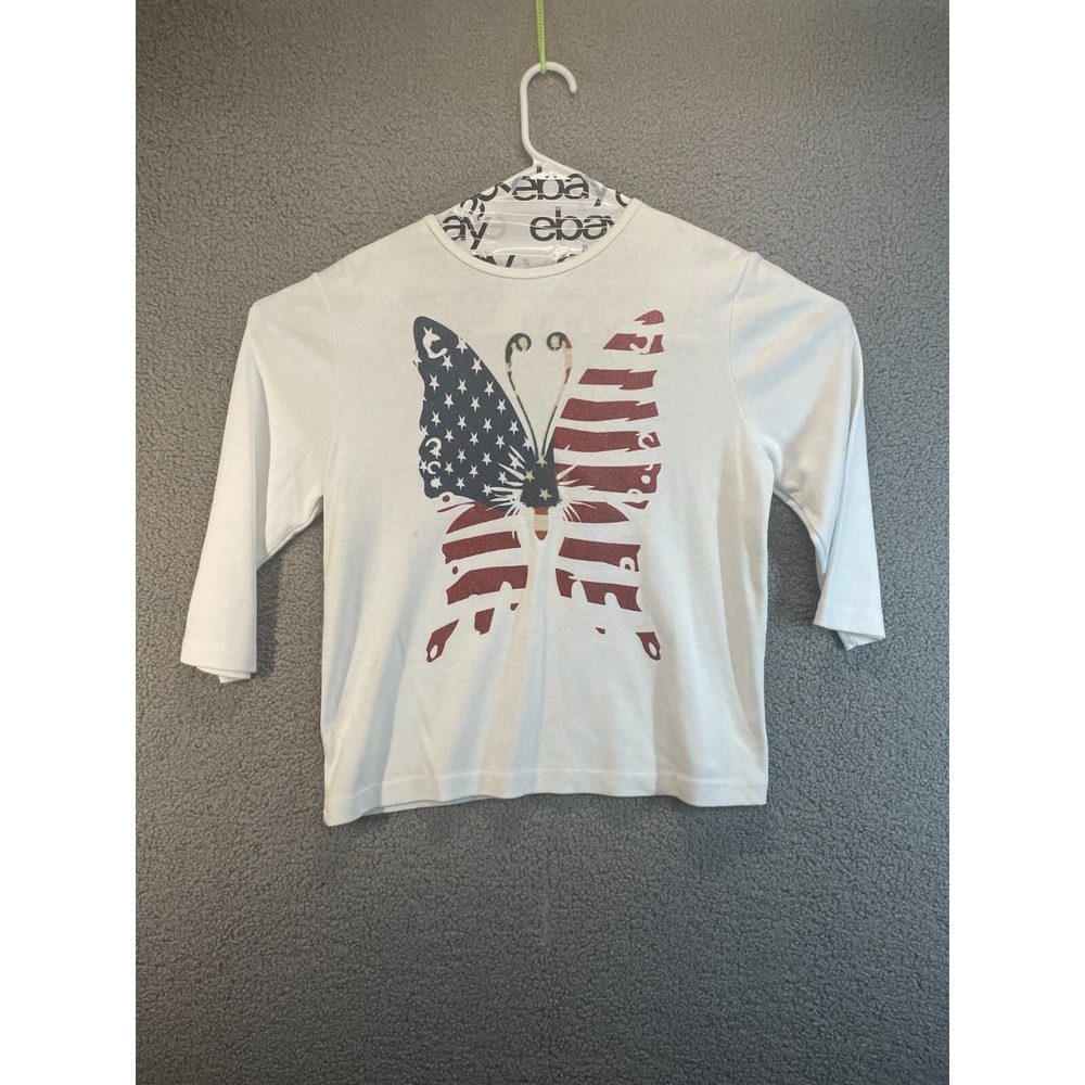 Fiorlini International Womens Patriotic White Pullover Sweater Size L‎